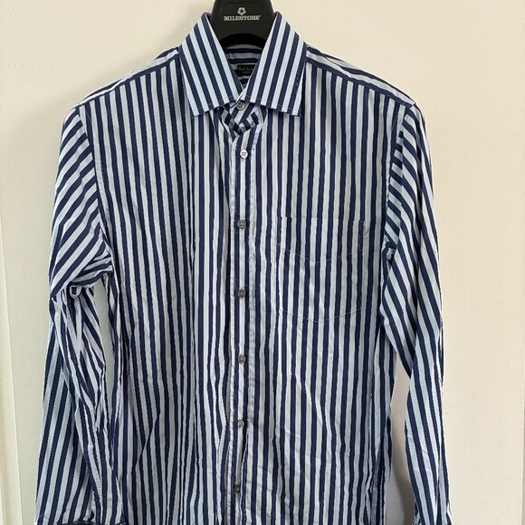 NEW. Paul Smith shirt with patterned cuffs. Size 16 100% cotton made in Italy - Picture 1 of 5